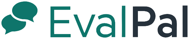EvalPal wordmark — two overlapping speech bubbles beside the name EvalPal
